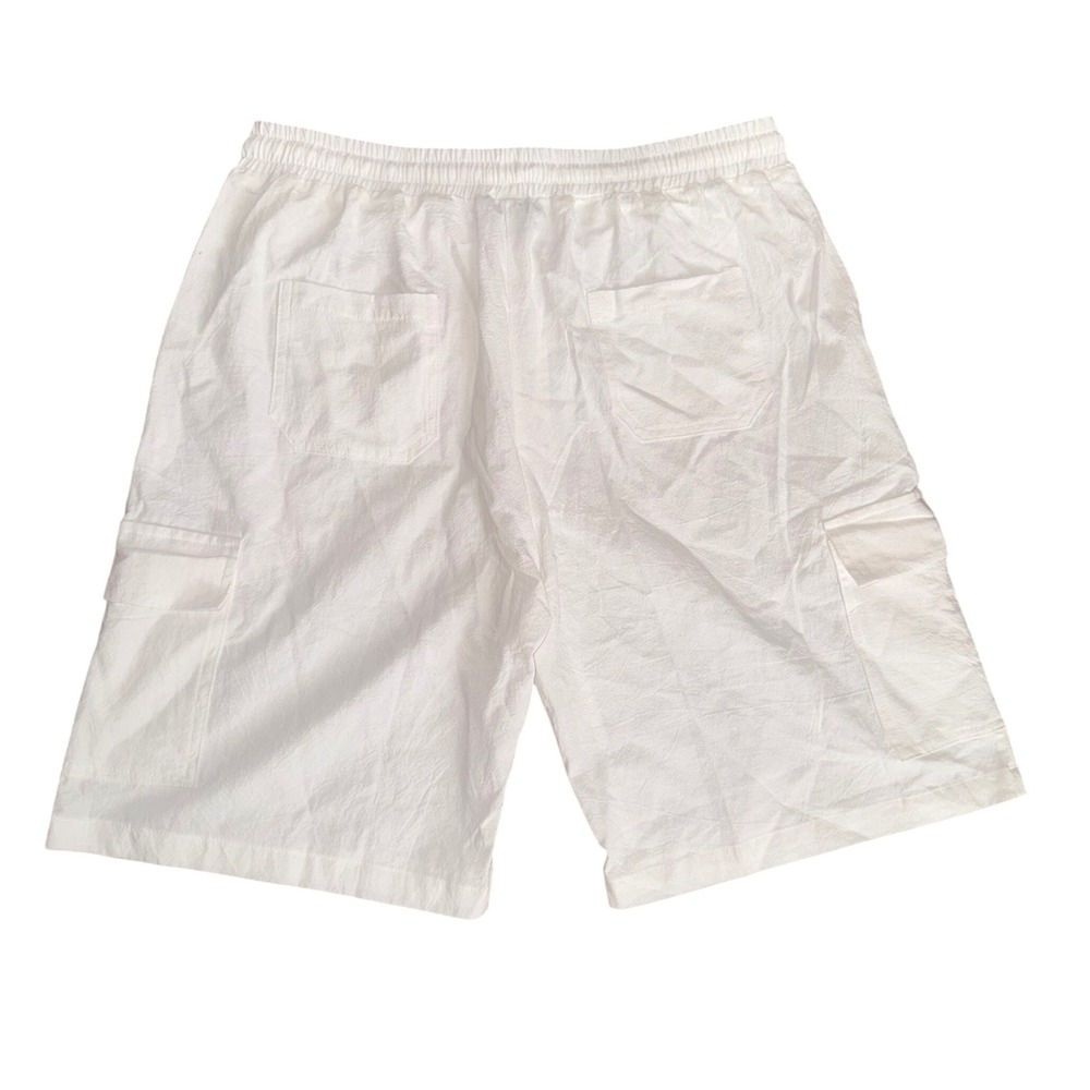 Ouku Cargo Shorts Mens XL White Like New Linen Cotton Blend Drawstring Casual - Picture 4 of 4